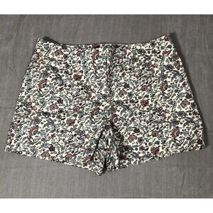 LOFT Shorts Women's Size 10 Ivory Floral Butterfly The Riviera Short Chino